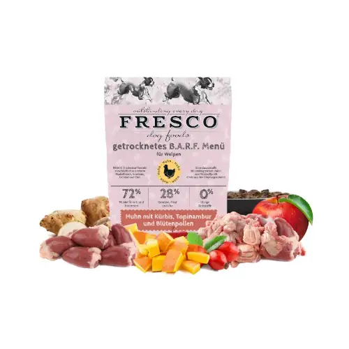 Junioren-Menü Huhn mit Kürbis, Topinambur & Bütenpollen